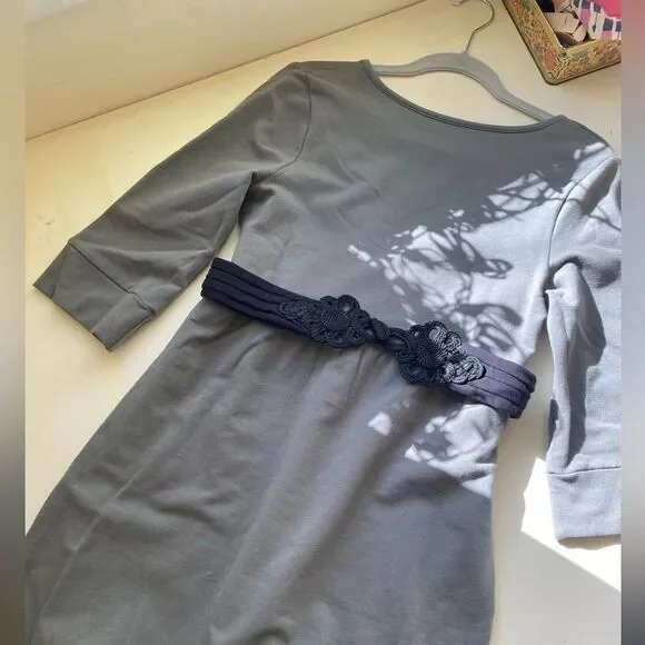 Vfish Gray Dress with Black Lace Belt Size Medium - Picture 3 of 8